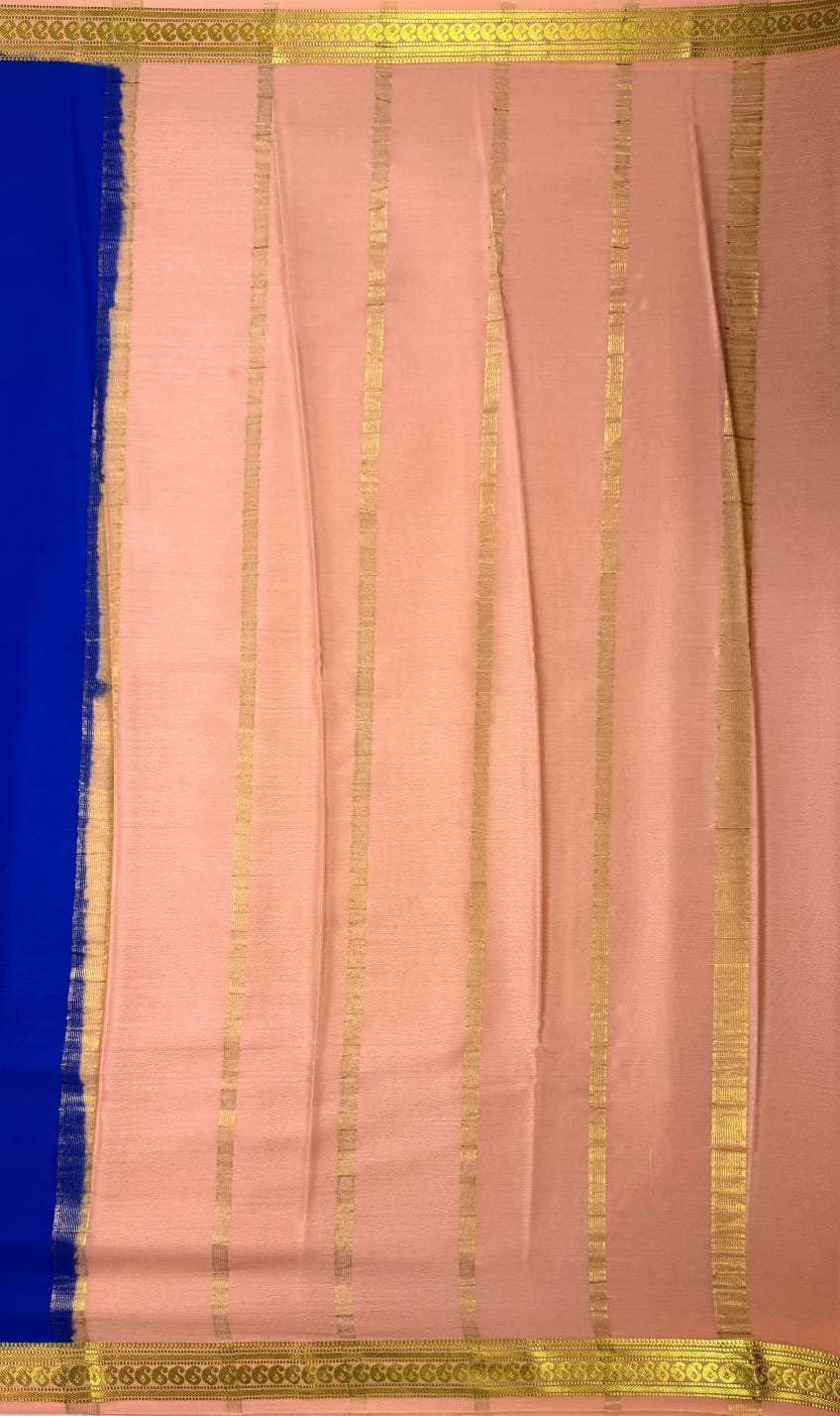 Blue Mysore Crepe Silk Saree