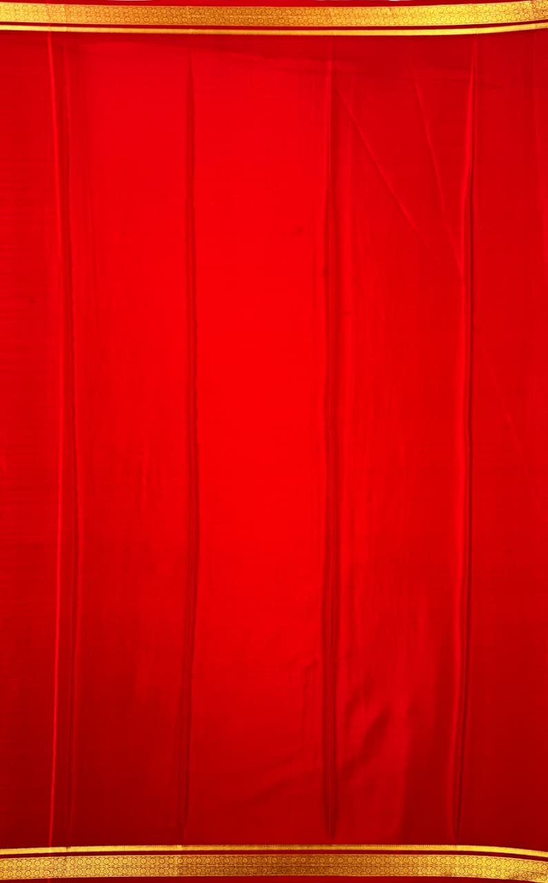 Red Mysore Crepe Silk  Saree