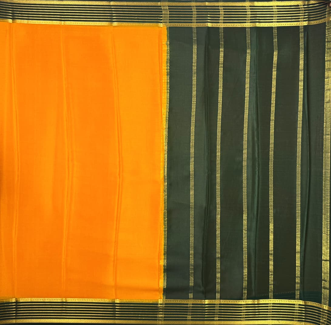 Mustard Yellow Mysore Crepe Silk  Saree