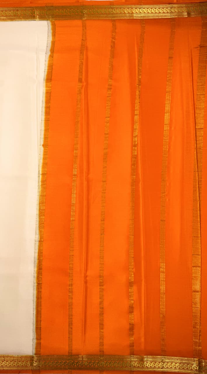White Mysore Crepe Saree