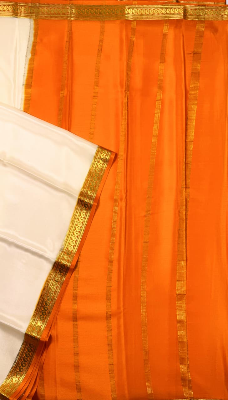 White Mysore Crepe Saree