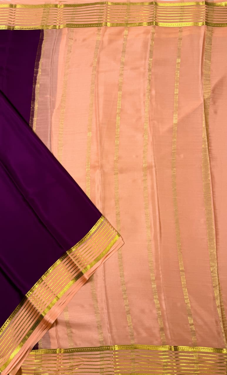 Purple Mysore Crepe Saree