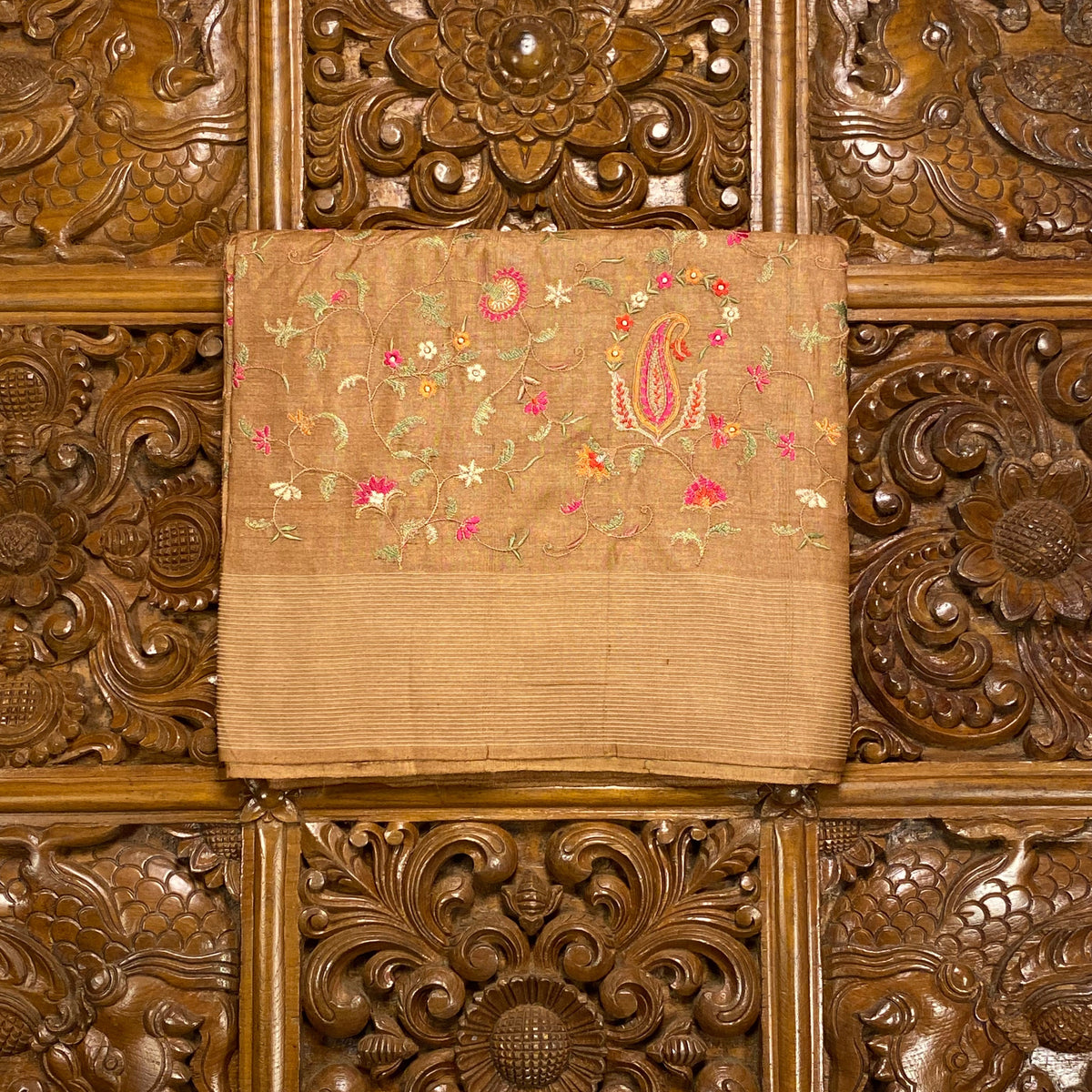 Brown Tussar Silk Saree