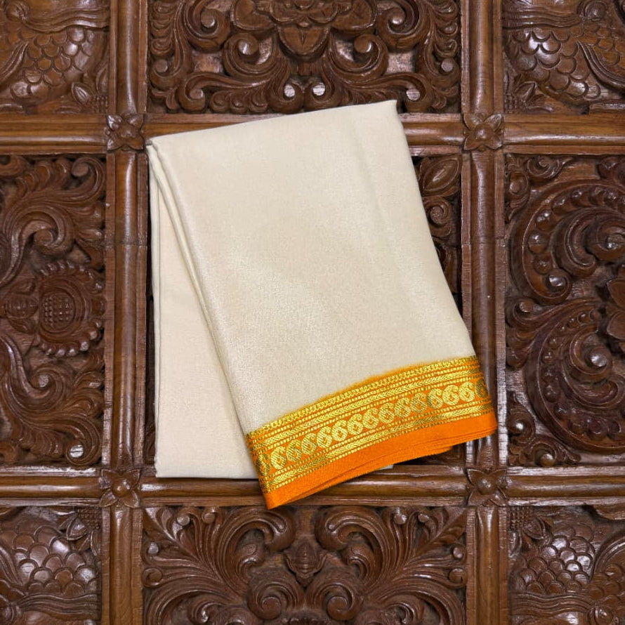 White Mysore Crepe Saree