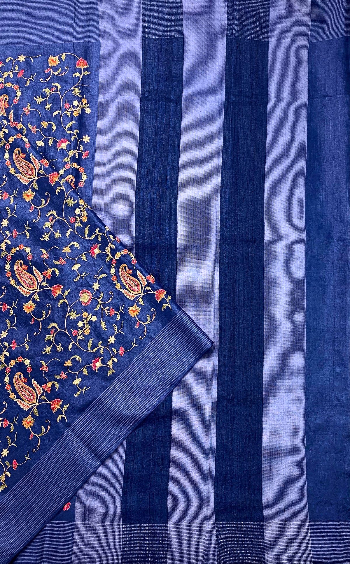 Blue Tussar Silk Saree