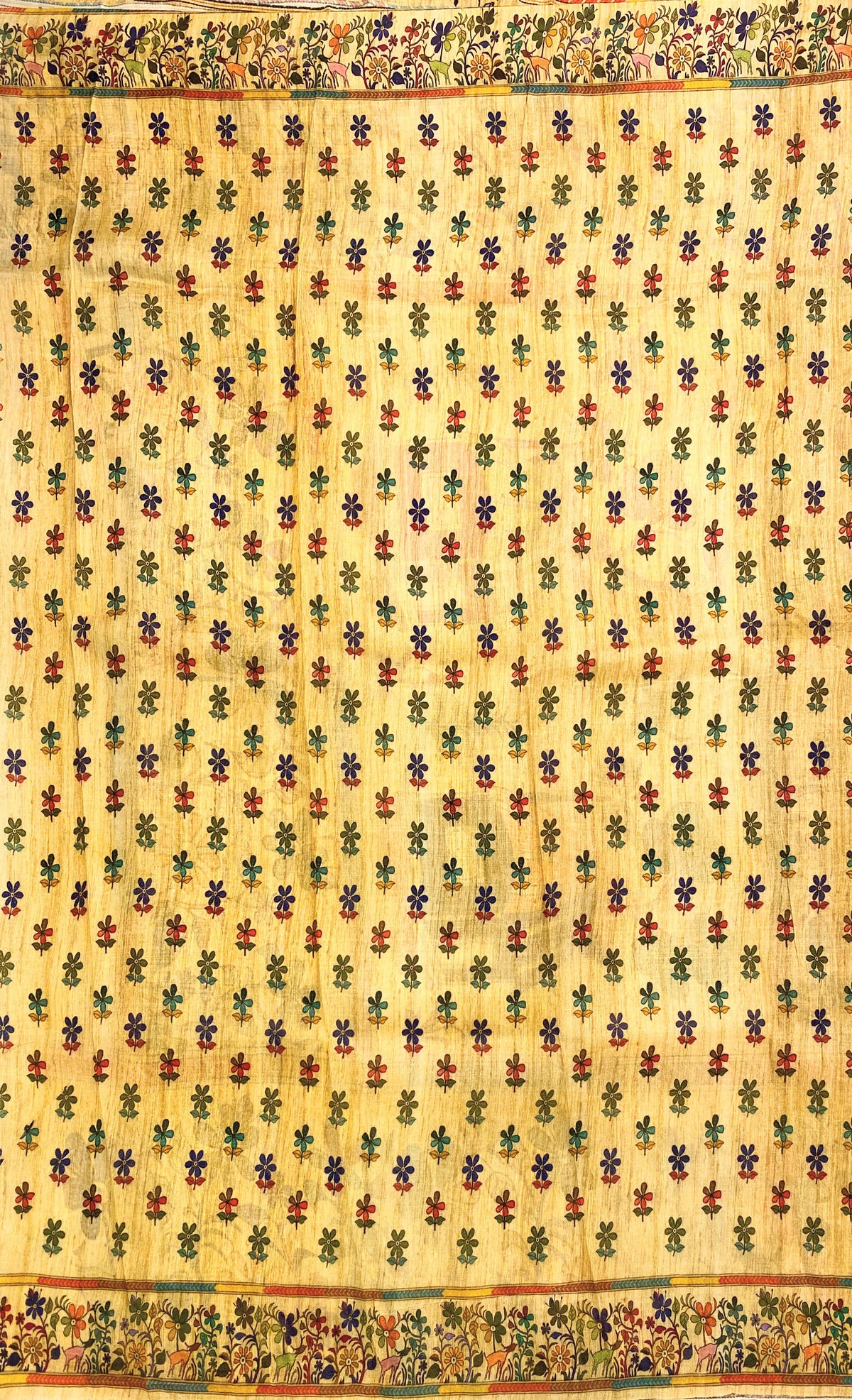 Cream Tussar Silk Saree
